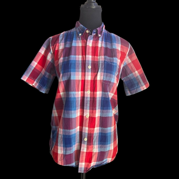 GAP Kids Red and Blue Plaid Button Down Shirt Size XXL 14-16 - Picture 1 of 5